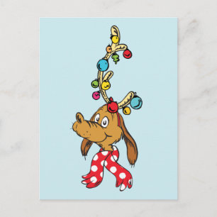 Classic Grinch   Max - Happy Wholidays Holiday Postcard
