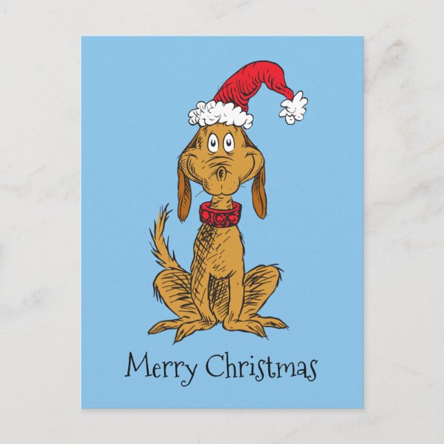Classic Grinch | Max - Santa Hat Holiday Postcard (Front)