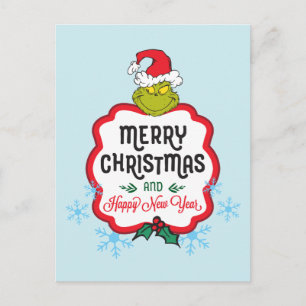 Classic Grinch   Merry Christmas & Happy New Year Holiday Postcard