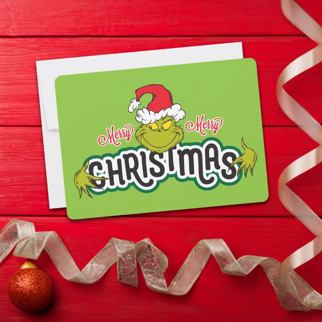 Classic Grinch | Merry Merry Christmas Holiday Card (Card on table)