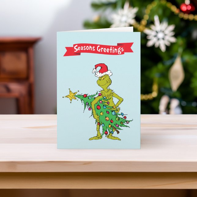 Classic Grinch | Naughty Holiday Card (Card on table)