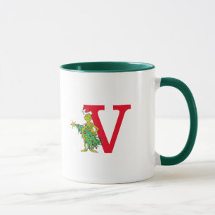 Classic Grinch   Naughty Monogram V Mug