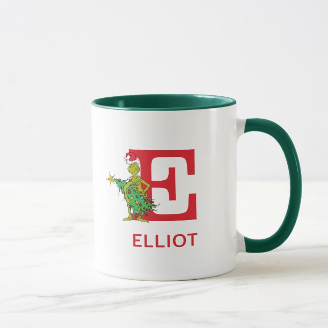 Classic Grinch | Naughty Name & Monogram E Mug (Right)