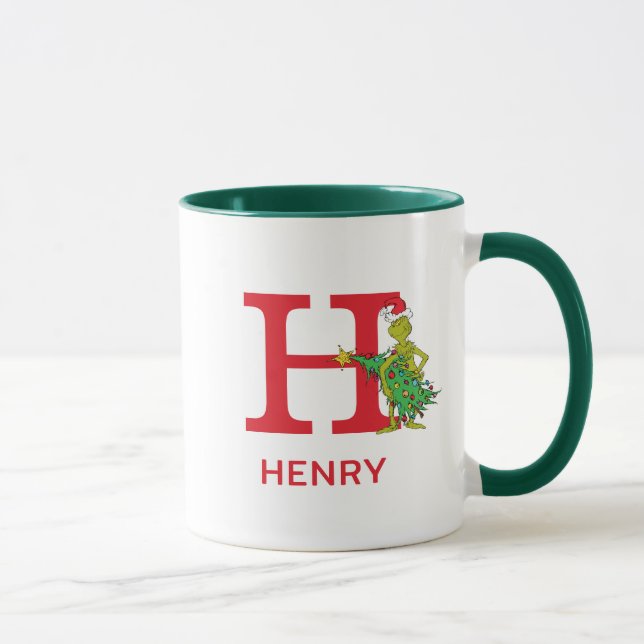 Classic Grinch | Naughty Name & Monogram H Mug (Right)