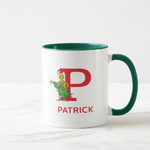 Classic Grinch   Naughty Name & Monogram P Mug