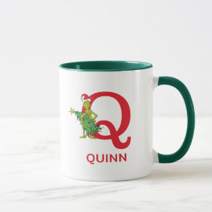 Classic Grinch   Naughty Name & Monogram Q Mug