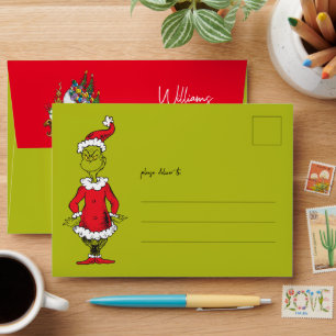 Classic Grinch Santa Claus Envelope