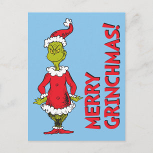 Classic Grinch   Santa Claus Holiday Postcard