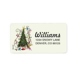 Classic Grinch Whoville Christmas Tree Label