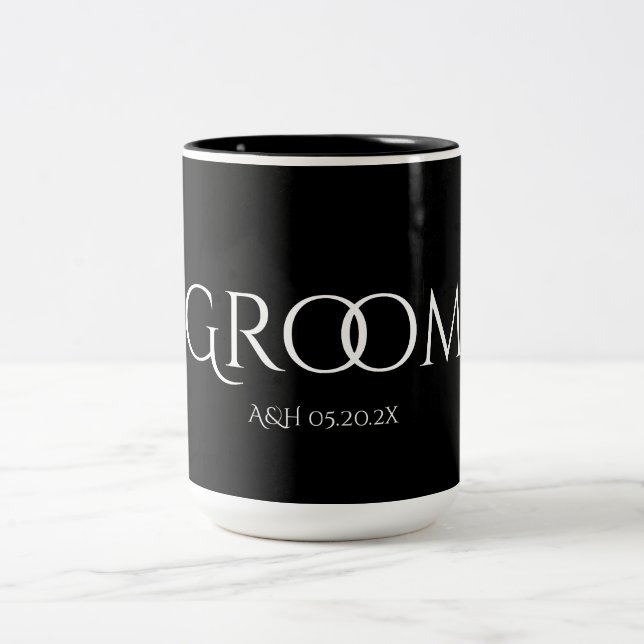 Classic Groom Black and White Mug (Center)