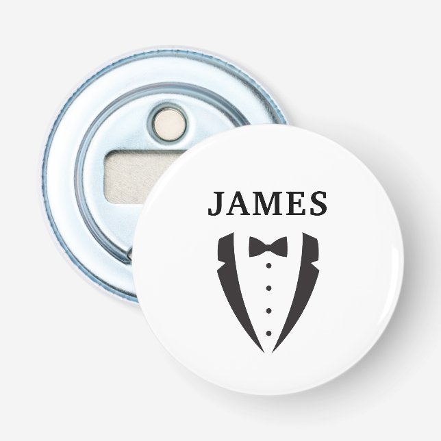 Classic Groomsman Bow Tie Tuxedo Bottle Opener (Front)