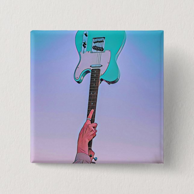 Classic guitar artwork 15 cm square badge (Front)