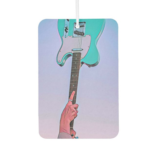 Classic guitar artwork car air freshener (Front)