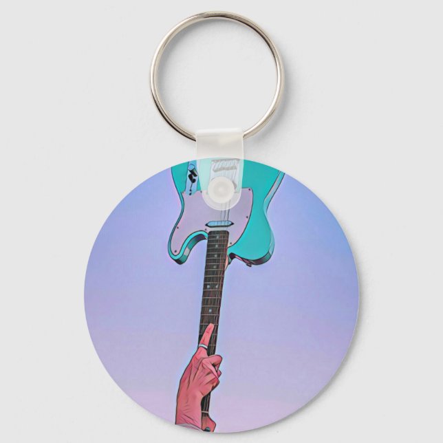 Classic guitar artwork key ring (Front)