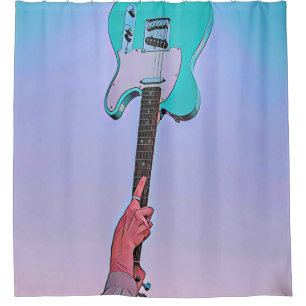 Classic guitar artwork shower curtain