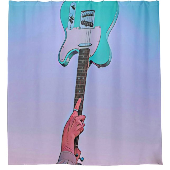 Classic guitar artwork shower curtain (Front)