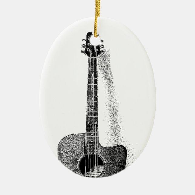 Classic Guitar Ceramic Tree Decoration (Front)