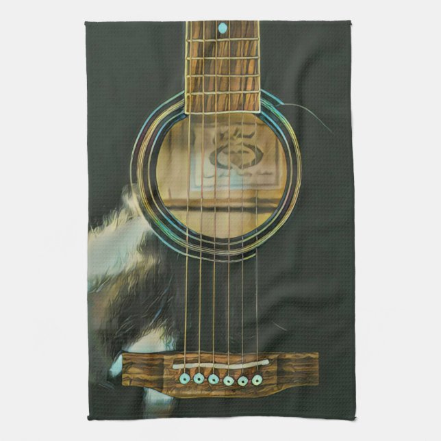 classic guitar gift for dad tea towel (Vertical)