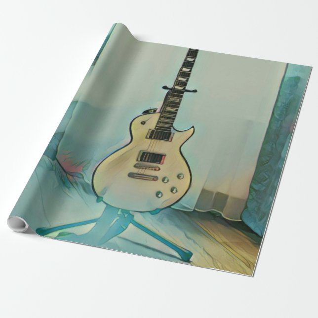 classic guitar gift for dad wrapping paper (Unrolled)