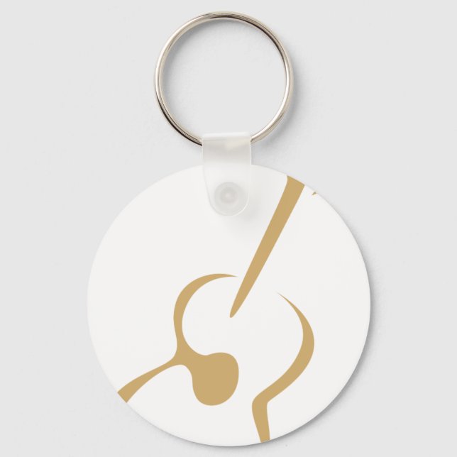 Classic Guitar in Swish Drawing Style Key Ring (Front)