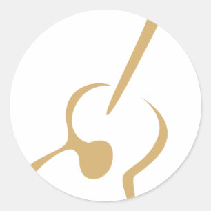 Classic Guitar in Swish Drawing Style Round Sticker