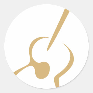 Classic Guitar in Swish Drawing Style Round Sticker