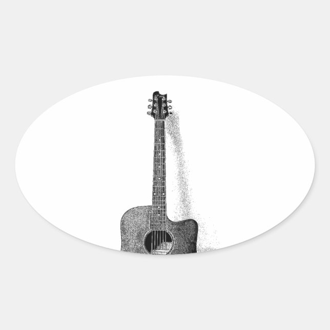 Classic Guitar Oval Sticker (Front)