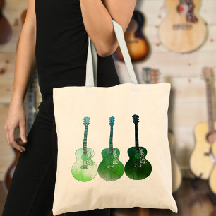 Classic Guitars Green Pop Art Musical Instrument Tote Bag