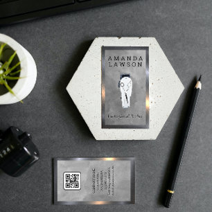 Classic Hair Clippers and Scissors QR Code Business Card