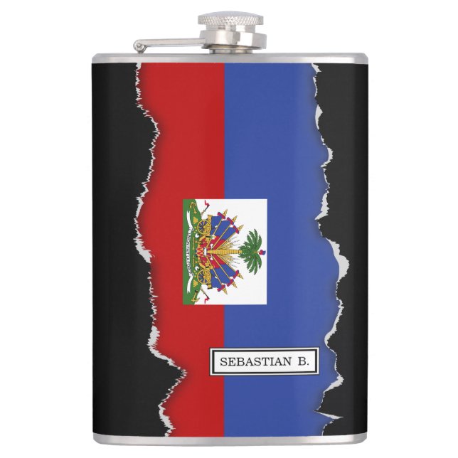 Classic Haitian Flag Hip Flask (Front)