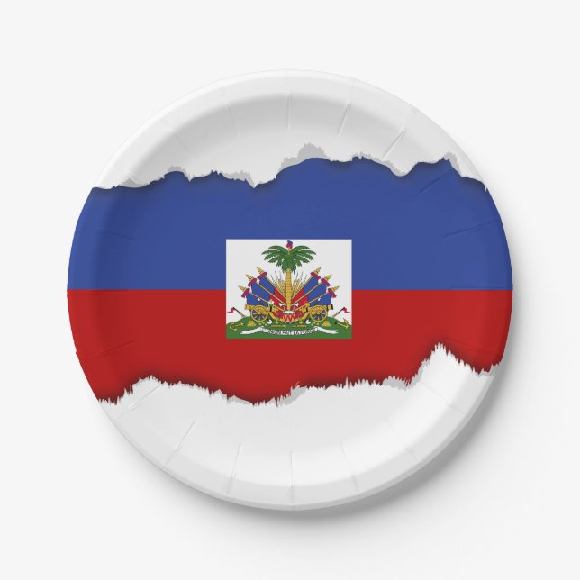 Classic Haitian Flag Paper Plate (Front)