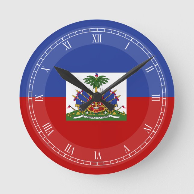 Classic Haitian Flag Round Clock (Front)