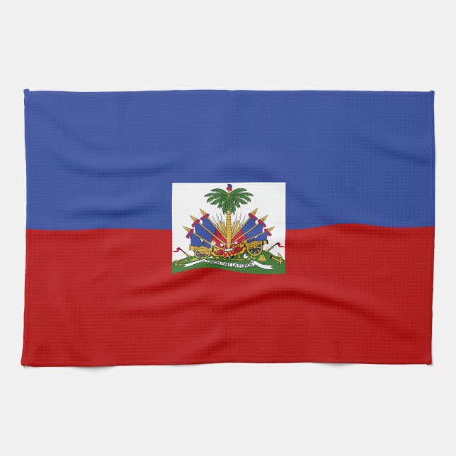 Classic Haitian Flag Tea Towel (Horizontal)
