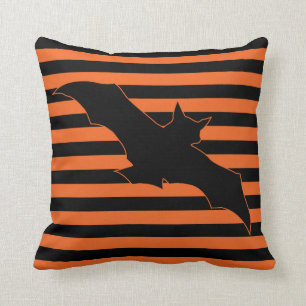 Classic Halloween Bat Stripes Cushion