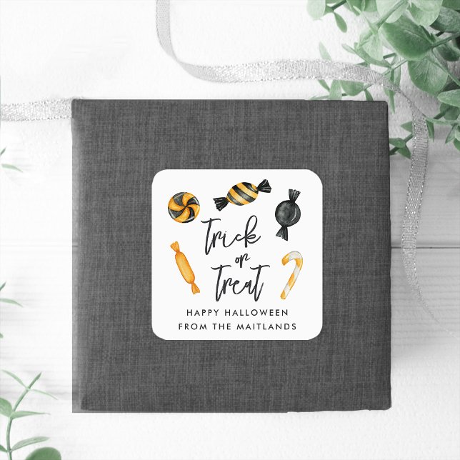 Classic Halloween Candy Trick or Treat Square Sticker (Creator Uploaded)