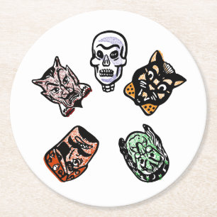 Classic Halloween Characters   Light Round Paper Coaster