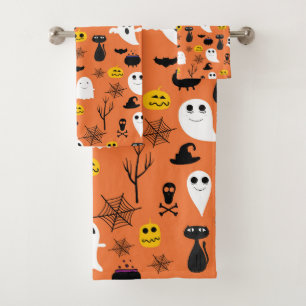 Classic Halloween colours symbols pattern Bath Towel Set