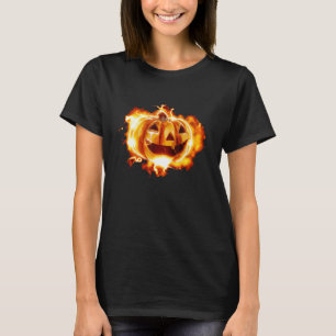 Classic Halloween Jack O Lantern Fiery Pumpkin T-Shirt