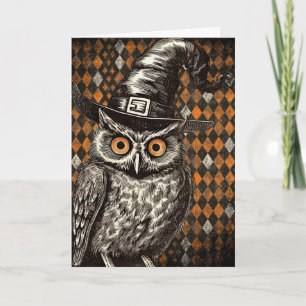 Classic Halloween Owl with Witch’s Hat Card