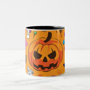 Classic Halloween Pumpkin Jack O Lantern Two-Tone Coffee Mug