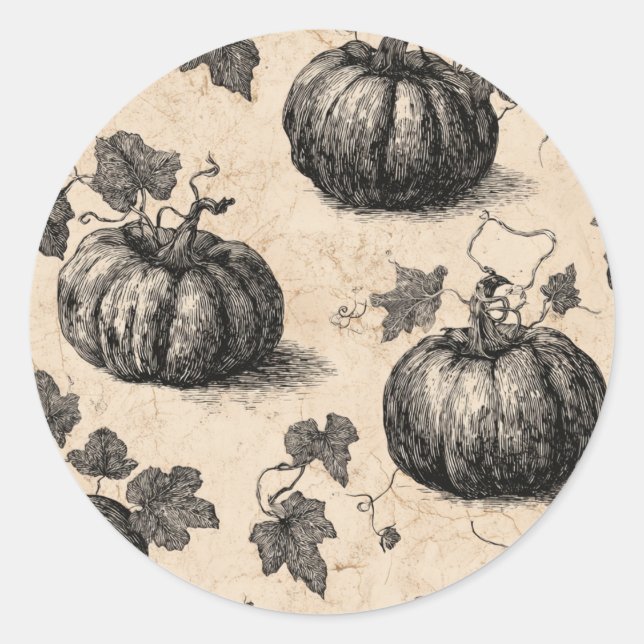 Classic Halloween Pumpkins Round Sticker (Front)