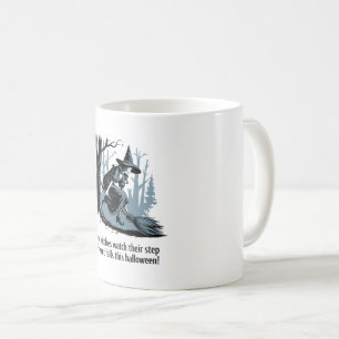 classic Halloween safety Design featuring a witch Coffee Mug