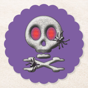 Classic Halloween Scary Skull Creepy Spiders Paper Coaster