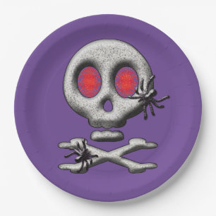 Classic Halloween Scary Skull Creepy Spiders  Paper Plate