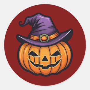 Classic Halloween Witch Hat Pumpkin Stickers