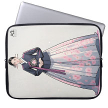 Classic Hanbok Woman Adorned with Cherry Blossoms
