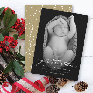 Classic Handwriting Baby 1st Christmas Photo Card