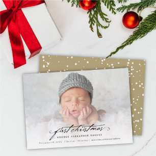 Classic Handwriting Baby 1st Christmas Photo Card