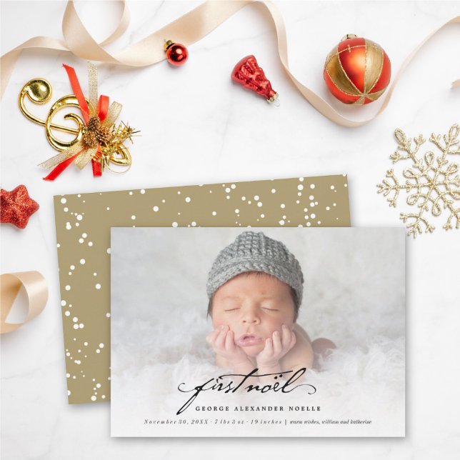 Classic Handwriting Script Baby's First Noel Photo Holiday Card (Creator Uploaded)