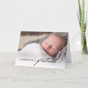 Classic Handwriting Script Baby's First Noel Photo Holiday Card